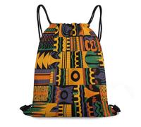 QMNBTES African Ethnic Pattern Drawstring Backpack Foldable Gym Sackpack for Basketball Soccer Swim Yoga Sport Gear Beach