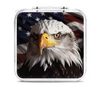 QMNBTES America Flag And Eagle Switch Game Case Switch Game Holder Cartridge Case Storage 12 Games & 2 Micro Sd Card Slots, Travel Carry Cases, Portable Games Card Storage, Hard Shell, Buckle Closure