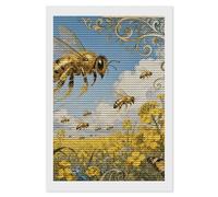 QMNBTES Bee Rapeseed Field 5D Diamond Painting Kits for Adults Beginners DIY Diamond Art Kit Large Gem Painting Full Round Drill Diamonds Dots Gem Art Crafts for Home Wall Decor Gifts 8x12