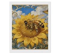 QMNBTES Bee Sunflower Disc 5D Diamond Painting Kits for Adults Beginners DIY Diamond Art Kit Large Gem Painting Full Round Drill Diamonds Dots Gem Art Crafts for Home Wall Decor Gifts 16x20