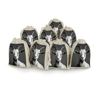 QMNBTES Black And White Goat Drawstring Gift Bags 8PCS Muslin Bags Drawstring Bags Muslin Bags Fabric Gift Bags Small Drawstring Bags Cloth Gift Bags Gift Wrap Bags Drawstring Gift Pouch