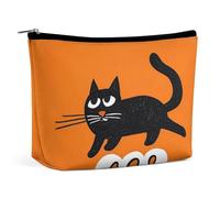 QMNBTES Black Cat Travel Makeup Bag Large Toiletry Bag for Women Waterproof Cosmetic Bags for Purse Portable Makeup Organizer Bags Cute Zipper Pouch Cosmetic Pouch Funny Travel Makeupbag
