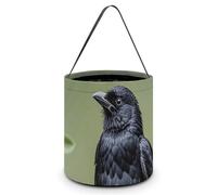 QMNBTES Black Crow Birds on A Branch Halloween Tote Treat Bags Reusable Goodie Candy Bags with Handle Large Snack Baggies Tote Bucket for Gifts Wrapping Holiday Party Favor Supplies