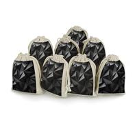 QMNBTES Black Geometric Drawstring Gift Bags 8PCS Muslin Bags Drawstring Bags Muslin Bags Fabric Gift Bags Small Drawstring Bags Cloth Gift Bags Gift Wrap Bags Drawstring Gift Pouch