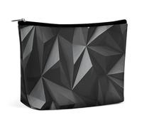 QMNBTES Black Geometric Travel Makeup Bag Large Toiletry Bag for Women Waterproof Cosmetic Bags for Purse Portable Makeup Organizer Bags Cute Zipper Pouch Cosmetic Pouch Funny Travel Makeupbag