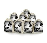 QMNBTES Black Gray Butterflies Drawstring Gift Bags 8PCS Muslin Bags Drawstring Bags Muslin Bags Fabric Gift Bags Small Drawstring Bags Cloth Gift Bags Gift Wrap Bags Drawstring Gift Pouch