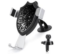 QMNBTES Black White Glitter Car Phone Holder Car Phone Mount Phone Holders for Your Car Car Phone Holder Mount Car Vent Phone Mount Dashboard Cell Phone Holder Suction Cup Phone Mount
