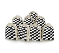 QMNBTES Black White Race Checkered Flag Drawstring Gift Bags 8PCS Muslin Bags Drawstring Bags Muslin Bags Fabric Gift Bags Small Drawstring Bags Cloth Gift Bags Gift Wrap Bags Drawstring Gift Pouch