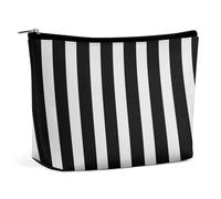 QMNBTES Black & White Stripe Travel Makeup Bag Large Toiletry Bag for Women Waterproof Cosmetic Bags for Purse Portable Makeup Organizer Bags Cute Zipper Pouch Cosmetic Pouch Funny Travel Makeupbag