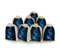 QMNBTES Blue DNA Structure Drawstring Gift Bags 8PCS Muslin Bags Drawstring Bags Muslin Bags Fabric Gift Bags Small Drawstring Bags Cloth Gift Bags Gift Wrap Bags Drawstring Gift Pouch