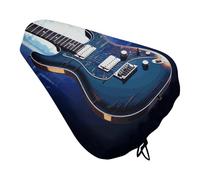 QMNBTES Blue Guitar Bike Seat Cover Soft Padded, Extra Wide Bike Seat Cushion for Women Men Comfort, Replacement Waterproof Bicycle Seats Cushion with Drawstring, Fit for Road/Mountain/Exercise/Spin