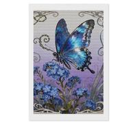 QMNBTES Blue Morpho Myosotis 5D Diamond Painting Kits for Adults Beginners DIY Diamond Art Kit Large Gem Painting Full Round Drill Diamonds Dots Gem Art Crafts for Home Wall Decor Gifts 8x12