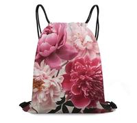 QMNBTES Botanical Floral Drawstring Backpack Foldable Gym Sackpack for Basketball Soccer Swim Yoga Sport Gear Beach