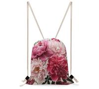 QMNBTES Botanical Floral Drawstring Backpack Foldable Gym Sackpack for Basketball Soccer Swim Yoga Sport Gear Beach