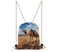 QMNBTES Camel Sky Drawstring Backpack Foldable Gym Sackpack for Basketball Soccer Swim Yoga Sport Gear Beach