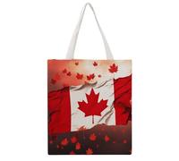 QMNBTES Canadian Flag Canvas Tote Bag for Women Men Reusable Shopping Bags | Eco-Friendly