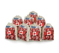 QMNBTES Canadian Flag Drawstring Gift Bags 8PCS Muslin Bags Drawstring Bags Muslin Bags Fabric Gift Bags Small Drawstring Bags Cloth Gift Bags Gift Wrap Bags Drawstring Gift Pouch