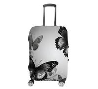 QMNBTES Carry on Luggage Cover Black Gray Butterflies Suitcase Covers for Luggages Tsa Approved Travel Luggage Sleeve Protector Elastic Suitcase Protector Anti-Scratch Washable Fits 19-30 Inch Case