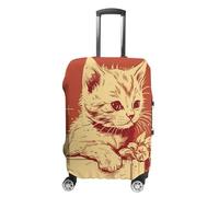 QMNBTES Carry on Luggage Cover Cat Lying on The Box Suitcase Covers for Luggages Tsa Approved Travel Luggage Sleeve Protector Elastic Suitcase Protector Anti-Scratch Washable Fits 19-30 Inch Case -S