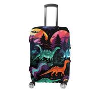 QMNBTES Carry on Luggage Cover Colorful Dinosaurs Suitcase Covers for Luggages Tsa Approved Travel Luggage Sleeve Protector Elastic Suitcase Protector Anti-Scratch Washable Fits 19-30 Inch Case