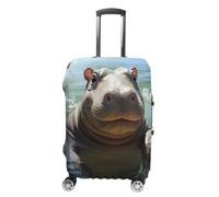 QMNBTES Carry on Luggage Cover Cute Hippos Suitcase Covers for Luggages Tsa Approved Travel Luggage Sleeve Protector Elastic Suitcase Protector Anti-Scratch Washable Fits 19-30 Inch Case -L