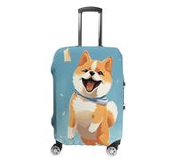 QMNBTES Carry on Luggage Cover Cute Shiba Inu Suitcase Covers for Luggages Tsa Approved Travel Luggage Sleeve Protector Elastic Suitcase Protector Anti-Scratch Washable Fits 19-30 Inch Case -, White