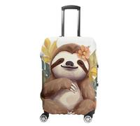 QMNBTES Carry on Luggage Cover Cute Sloth Leaves Suitcase Covers for Luggages Tsa Approved Travel Luggage Sleeve Protector Elastic Suitcase Protector Anti-Scratch Washable Fits 19-30 Inch Case