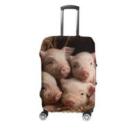 QMNBTES Carry on Luggage Cover Four Little Pigs Suitcase Covers for Luggages Tsa Approved Travel Luggage Sleeve Protector Elastic Suitcase Protector Anti-Scratch Washable Fits 19-30 Inch Case -, white
