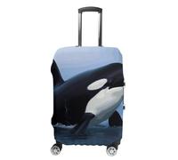 QMNBTES Carry on Luggage Cover Killer Whale Suitcase Covers for Luggages Tsa Approved Travel Luggage Sleeve Protector Elastic Suitcase Protector Anti-Scratch Washable Fits 19-30 Inch Case -, White, S