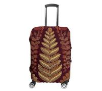 QMNBTES Carry on Luggage Cover Maroon Gold Pattern Suitcase Covers for Luggages Tsa Approved Travel Luggage Sleeve Protector Elastic Suitcase Protector Anti-Scratch Washable Fits 19-30 Inch Case -L