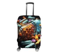 QMNBTES Carry on Luggage Cover Medicine Pills Suitcase Covers for Luggages Tsa Approved Travel Luggage Sleeve Protector Elastic Suitcase Protector Anti-Scratch Washable Fits 19-30 Inch Case -XL