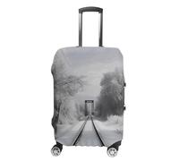 QMNBTES Carry on Luggage Cover Snowy Train Tracks Suitcase Covers for Luggages Tsa Approved Travel Luggage Sleeve Protector Elastic Suitcase Protector Anti-Scratch Washable Fits 19-30 Inch Case -M