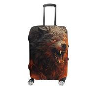 QMNBTES Carry on Luggage Cover Wild Wolf in The Fire Suitcase Covers for Luggages Tsa Approved Travel Luggage Sleeve Protector Elastic Suitcase Protector Anti-Scratch Washable Fits 19-30 Inch Case