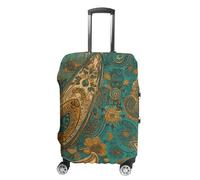 QMNBTES Carry on Luggage Cover Yellow Paisley Pattern Suitcase Covers for Luggages Tsa Approved Travel Luggage Sleeve Protector Elastic Suitcase Protector Anti-Scratch Washable Fits 19-30 Inch Case