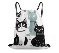 QMNBTES Cats Drawstring Backpack Foldable Gym Sackpack for Basketball Soccer Swim Yoga Sport Gear Beach