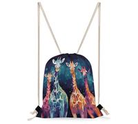 QMNBTES Colorful Giraffe Fans Lovers Drawstring Backpack Foldable Gym Sackpack for Basketball Soccer Swim Yoga Sport Gear Beach