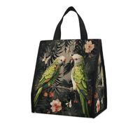 QMNBTES Couple Parrots Olive Insulated Lunch Bag Box Large Lunchboxes with Pocket Leakproof Lunch Tote Reusable Cooler Bags Cute Lunch Sack for Women Men Work Travel Picnic
