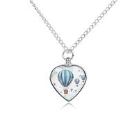 QMNBTES Custom Blue Hot Air Balloon Cremation Necklace for Ashes Pet Urn Necklace 27.6" Adjustable Chain Memorial Dog Cat Jewelry Keepsake with Filling Kit Sympathy Gift for Grieving Pet Owners
