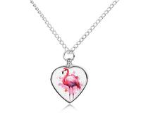 QMNBTES Custom Flamingo Watercolor Cremation Necklace for Ashes Pet Urn Necklace 27.6" Adjustable Chain Memorial Dog Cat Jewelry Keepsake with Filling Kit Sympathy Gift for Grieving Pet Owners