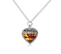 QMNBTES Custom Sunset Wine Glass Cremation Necklace for Ashes Pet Urn Necklace 27.6" Adjustable Chain Memorial Dog Cat Jewelry Keepsake with Filling Kit Sympathy Gift for Grieving Pet Owners