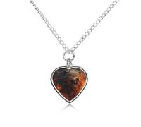 QMNBTES Custom Wild Wolf in The Fire Cremation Necklace for Ashes Pet Urn Necklace 27.6" Adjustable Chain Memorial Dog Cat Jewelry Keepsake with Filling Kit Sympathy Gift for Grieving Pet Owners