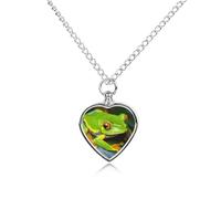 QMNBTES Custom Yellow Eye Green Frog Cremation Necklace for Ashes Pet Urn Necklace 27.6" Adjustable Chain Memorial Dog Cat Jewelry Keepsake with Filling Kit Sympathy Gift for Grieving Pet Owners