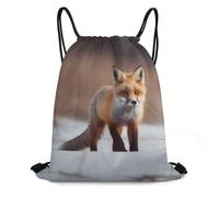 QMNBTES Cute Fox Drawstring Backpack Foldable Gym Sackpack for Basketball Soccer Swim Yoga Sport Gear Beach