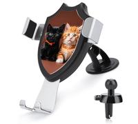 QMNBTES Cute Kitten Black and Orange Cat Car Phone Holder Car Phone Mount Phone Holders for Your Car Car Phone Holder Mount Car Vent Phone Mount Dashboard Cell Phone Holder Suction Cup Phone Mount