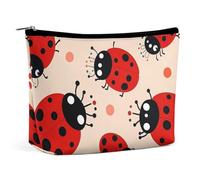 QMNBTES Cute Ladybug Travel Makeup Bag Large Toiletry Bag for Women Waterproof Cosmetic Bags for Purse Portable Makeup Organizer Bags Cute Zipper Pouch Cosmetic Pouch Funny Travel Makeupbag