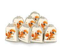 QMNBTES Cute Orange Pony Drawstring Gift Bags 8PCS Muslin Bags Drawstring Bags Muslin Bags Fabric Gift Bags Small Drawstring Bags Cloth Gift Bags Gift Wrap Bags Drawstring Gift Pouch