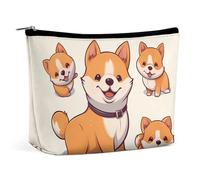 QMNBTES Cute Shiba Inu Dog Travel Makeup Bag Large Toiletry Bag for Women Waterproof Cosmetic Bags for Purse Portable Makeup Organizer Bags Cute Zipper Pouch Cosmetic Pouch Funny Travel Makeupbag