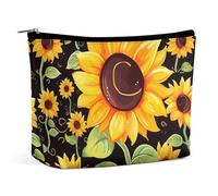 QMNBTES Cute Sunflower Travel Makeup Bag Large Toiletry Bag for Women Waterproof Cosmetic Bags for Purse Portable Makeup Organizer Bags Cute Zipper Pouch Cosmetic Pouch Funny Travel Makeupbag