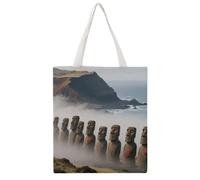 QMNBTES Easter Island Moai Canvas Tote Bag for Women Men Reusable Shopping