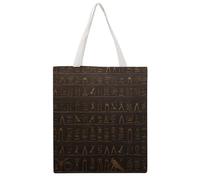 QMNBTES Egyptian Hieroglyph Canvas Tote Bag for Women Men Reusable Shopping Bags with Handles Quilted Utility Tote Casual Shoulder Handbag for Grocery Beach Work Gym Picnic Diaper